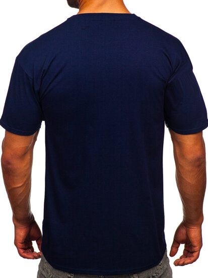 Camiseta algodón sin impresión para hombre azul oscuro Bolf B459