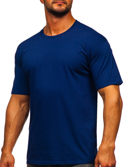 Camiseta algodón sin impresión para hombre azul tinta Bolf B459