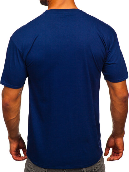 Camiseta algodón sin impresión para hombre azul tinta Bolf B459