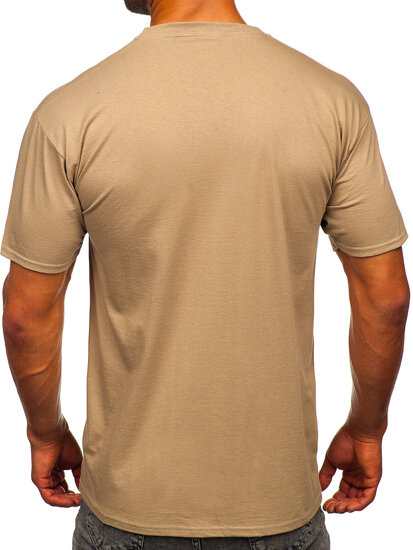 Camiseta algodón sin impresión para hombre beige Bolf B459