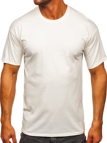 Camiseta algodón sin impresión para hombre ecrú Bolf B459