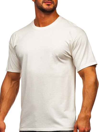 Camiseta algodón sin impresión para hombre ecrú Bolf B459