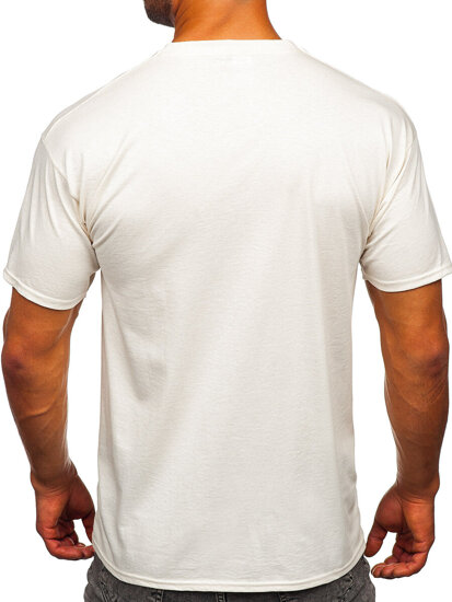 Camiseta algodón sin impresión para hombre ecrú Bolf B459