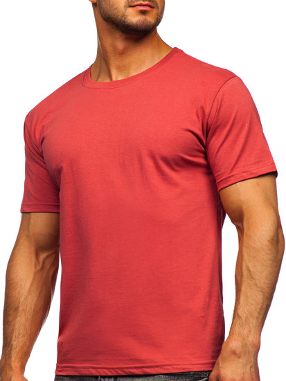 Camiseta algodón sin impresión para hombre rosa salmón Bolf 192397