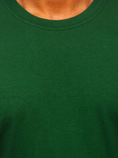 Camiseta algodón sin impresión para hombre verde oscuro Bolf B459