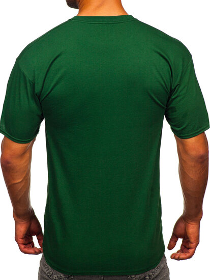 Camiseta algodón sin impresión para hombre verde oscuro Bolf B459