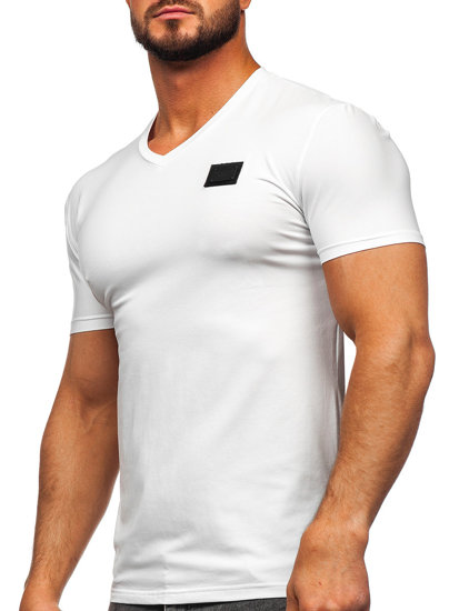 Camiseta con escote de pico con impresión para hombre blanco Bolf MT3030