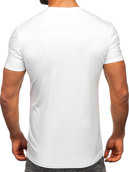 Camiseta con escote de pico con impresión para hombre blanco Bolf MT3030