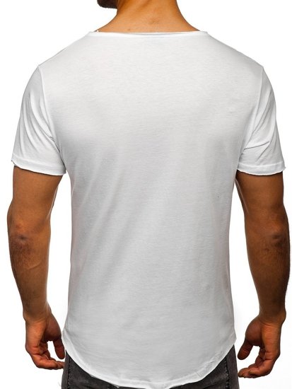 Camiseta con escote de pico sin impresión para hombre blanco Bolf 4049