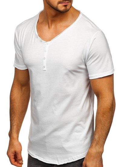 Camiseta con escote de pico sin impresión para hombre blanco Bolf 4049