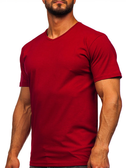 Camiseta con escote de pico sin impresión para hombre burdeos Bolf 192131