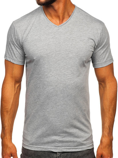 Camiseta con escote de pico sin impresión para hombre gris Bolf 192131