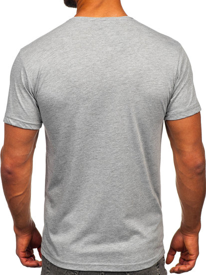 Camiseta con escote de pico sin impresión para hombre gris Bolf 192131