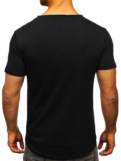 Camiseta con escote de pico sin impresión para hombre negro Bolf 4049