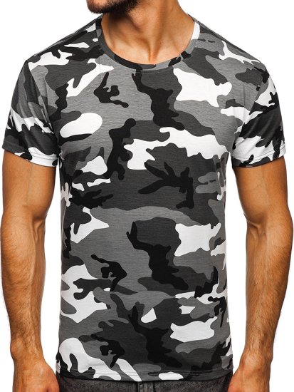 Camiseta de camuflaje para hombre color gris Bolf S807