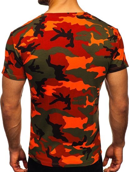 Camiseta de camuflaje para hombre color verde y naranjaBolf S807