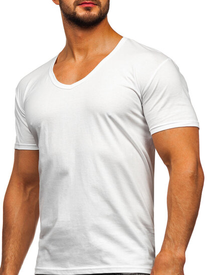 Camiseta de escote en V para hombre blanco Bolf 9002-3P 3 PACK