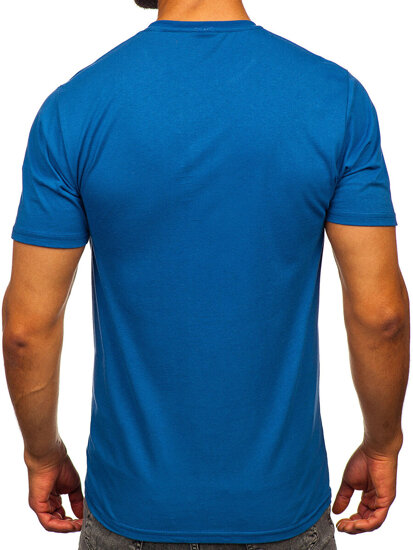 Camiseta de hombre de algodón azul con estampado Bolf 5032