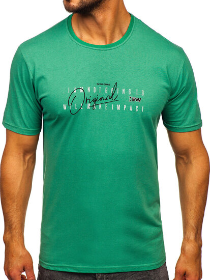 Camiseta de hombre de algodón con estampado verde Bolf 5032