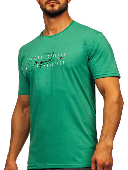 Camiseta de hombre de algodón con estampado verde Bolf 5032