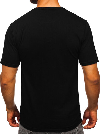 Camiseta de hombre de algodón negra con estampado Bolf 5032