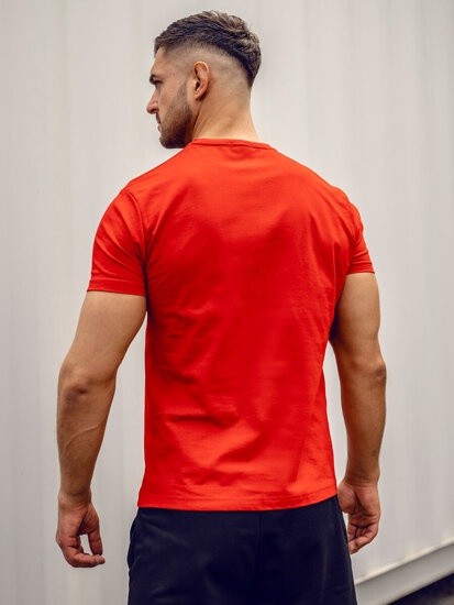 Camiseta de hombre roja de algodón con estampado Polonia 5065A