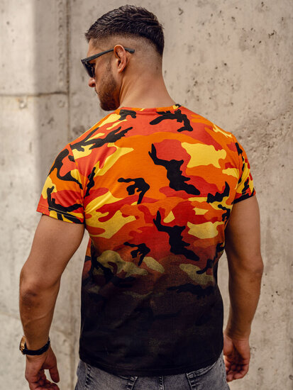 Camiseta de manga corta camuflaje con impresión para hombre naranja Bolf S808A1