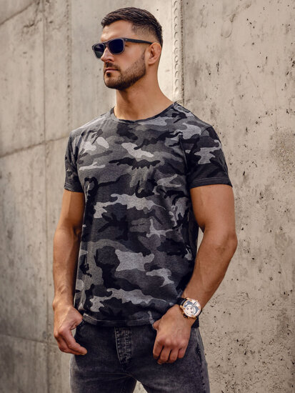 Camiseta de manga corta camuflaje para hombre grafito Bolf S807A1