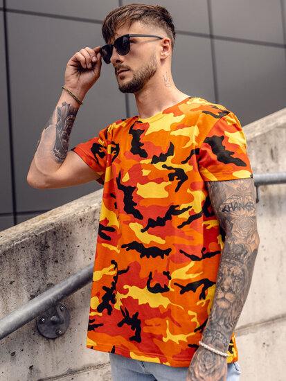 Camiseta de manga corta camuflaje para hombre naranja Bolf S807A1