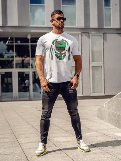 Camiseta de manga corta con aplicaciones para hombre blanco Bolf 192379A