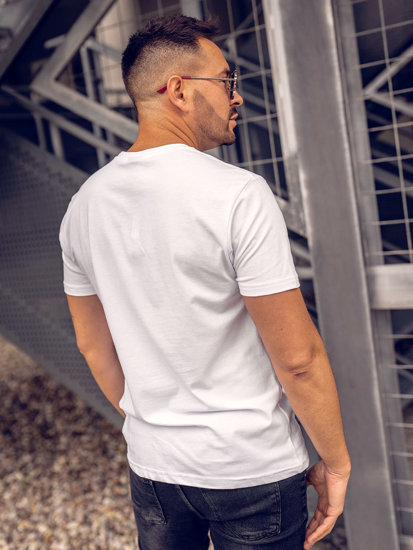 Camiseta de manga corta con aplicaciones para hombre blanco Bolf 2352