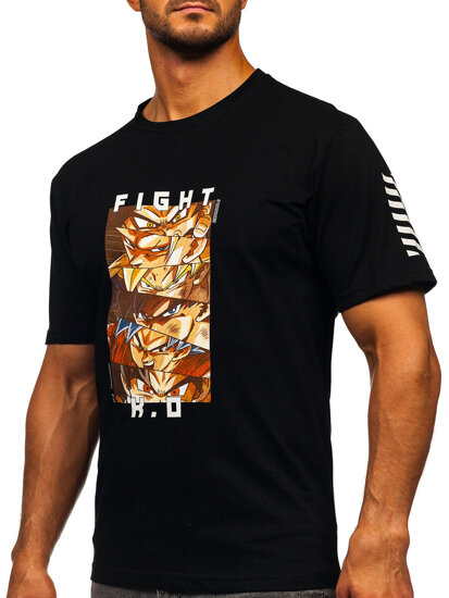 Camiseta de manga corta con aplicaciones para hombre negro Bolf 2611-1