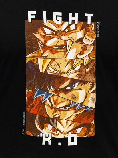 Camiseta de manga corta con aplicaciones para hombre negro Bolf 2611-1