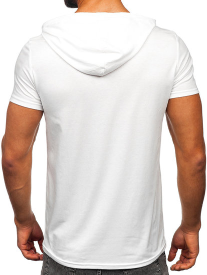 Camiseta de manga corta con capucha con impresión para hombre blanco Bolf 8T965