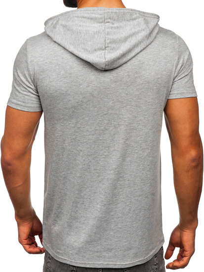 Camiseta de manga corta con capucha con impresión para hombre gris Bolf 8T979