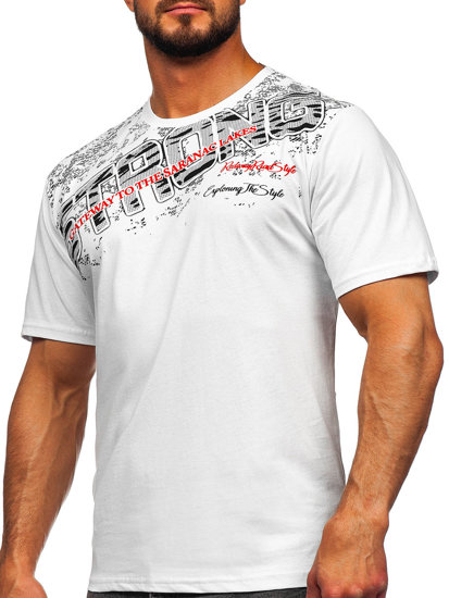 Camiseta de manga corta con estampado para hombre blanca Bolf 14234