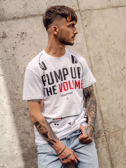 Camiseta de manga corta con estampado para hombre blanco Bolf 1171