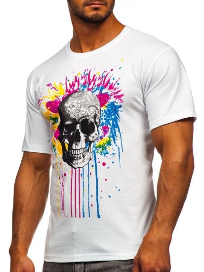 Camiseta de manga corta con estampado para hombre blanco Bolf 142170