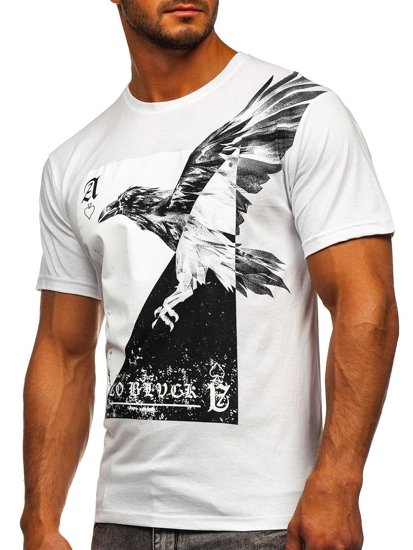 Camiseta de manga corta con estampado para hombre blanco Bolf 142171