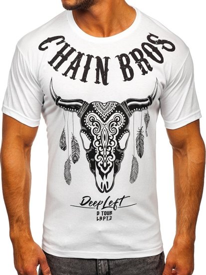 Camiseta de manga corta con estampado para hombre blanco Bolf 142174