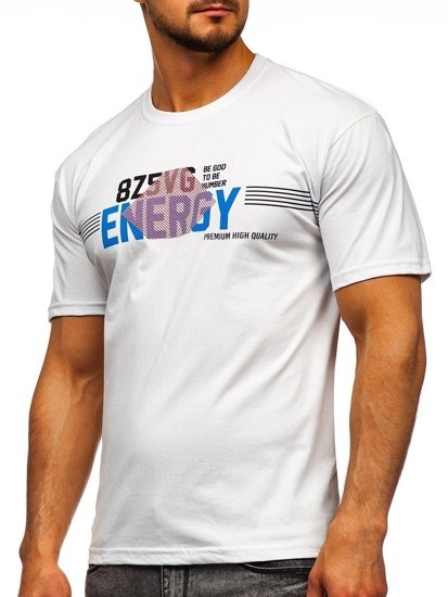 Camiseta de manga corta con estampado para hombre blanco Bolf 14333