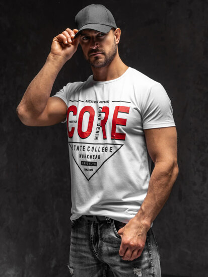 Camiseta de manga corta con estampado para hombre blanco Bolf KS2098