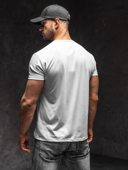 Camiseta de manga corta con estampado para hombre blanco Bolf KS2098