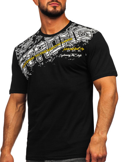 Camiseta de manga corta con estampado para hombre negra Bolf 14234