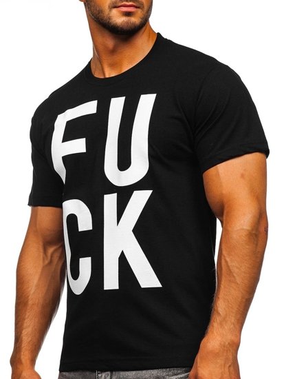 Camiseta de manga corta con estampado para hombre negro Bolf 1267