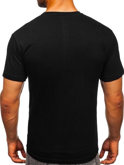 Camiseta de manga corta con estampado para hombre negro Bolf 1267