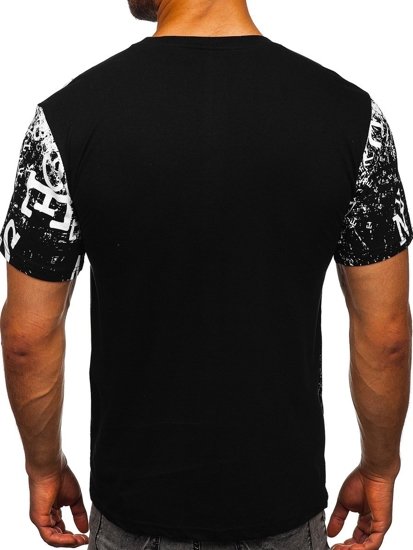 Camiseta de manga corta con estampado para hombre negro Bolf JS10650