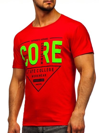 Camiseta de manga corta con estampado para hombre rojo Bolf KS2098