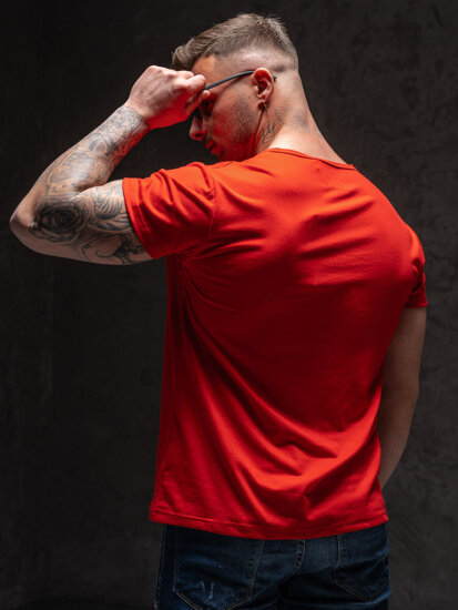 Camiseta de manga corta con estampado para hombre rojo Bolf KS2098