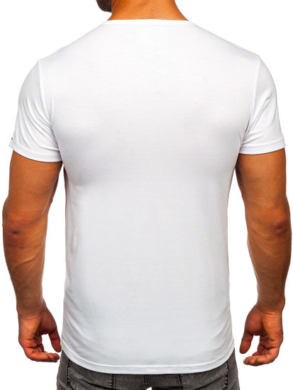 Camiseta de manga corta con impresión blanco Bolf s028